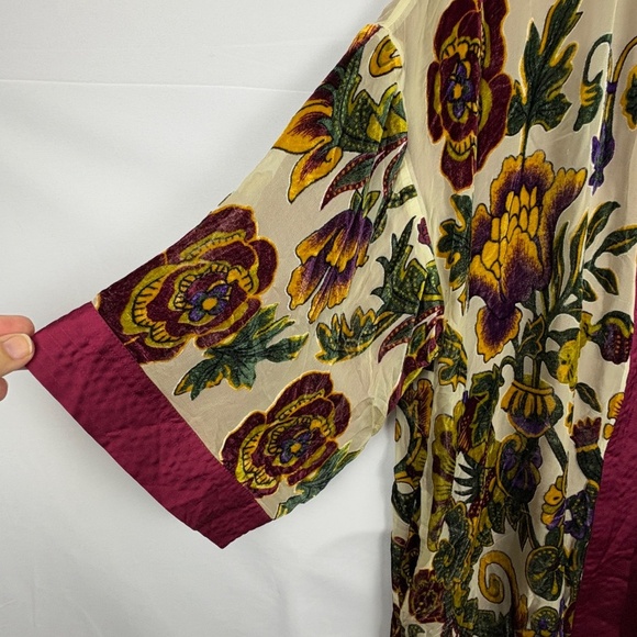 Chicos Womens Kimono Open Cardigan Topper L-XL Velvet Burnout Boho Gypsy Whimsy - Picture 4 of 14